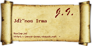 János Irma névjegykártya