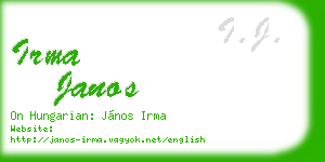 irma janos business card